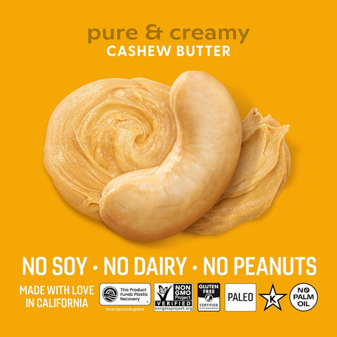 16 oz Octonuts Creamy Cashew Butter, Jar, No Added Salt, Sugar or Palm Oil - Single Ingredient Nut Spread - Gluten