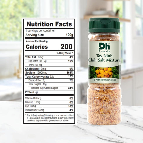 8 oz Dh Foods Chili Salt Vietnamese Seasoned Salt Blend of Salt, Chili & Garlic for Fruits, Vegetables & Meat
