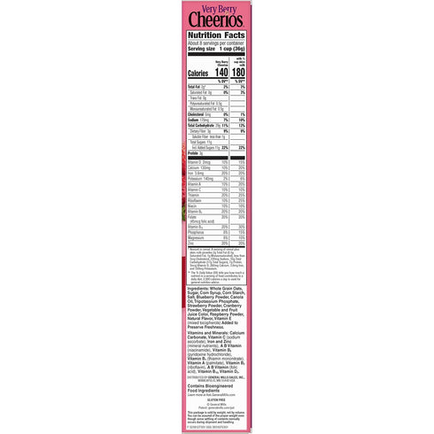 10.9 oz Very Berry Cheerios, Gluten Free, Breakfast Cereal, Box