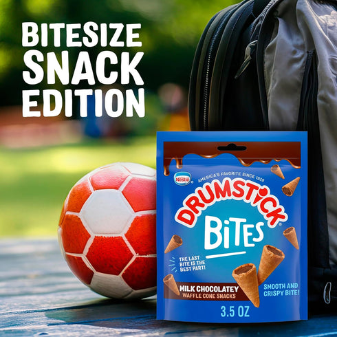 Drumstick 3.5 oz Bites Milk Chocolatey Waffle Cone Snacks, Chocolate Dessert, Pantry Snacks