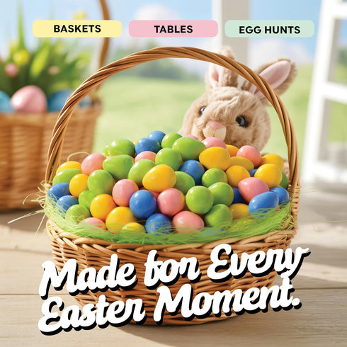 1 lb Mini Peanut Butter Candy Eggs, Bulk Bag Crunchy Shell Peanut Butter Eggs, Pastel Easter Candy for Baskets, Egg