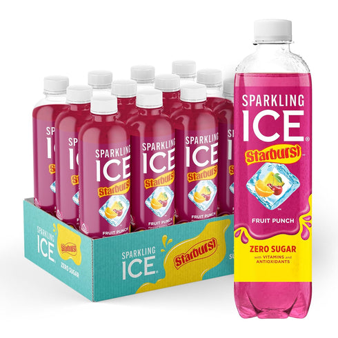 Sparkling Ice STARBURST Fruit Punch, Zero Sugar Flavored Sparkling Water, with Vitamins