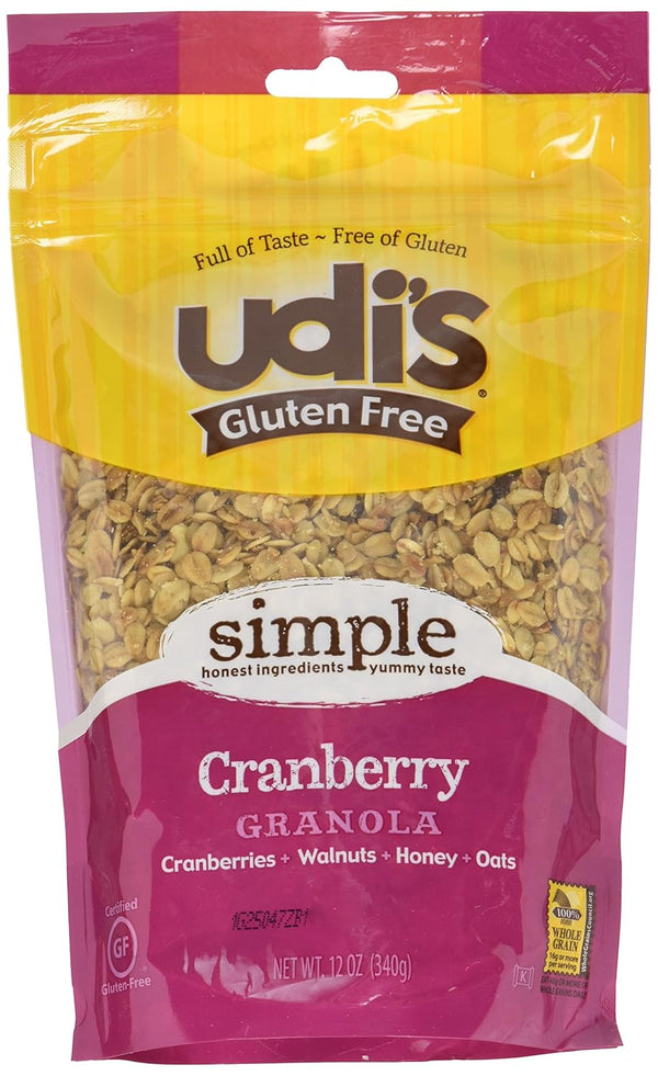 Udi's Udis Gluten Free Cranberry Granola, 12 Ounce - 6 per case.