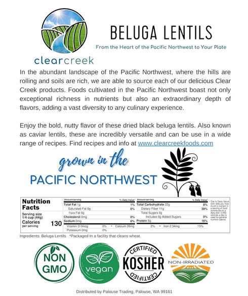 1 lbs CLEAR CREEK Black Lentils | Caviar or Beluga Lentils | | Non-GMO | Kosher | Vegan | Non-Irradiated