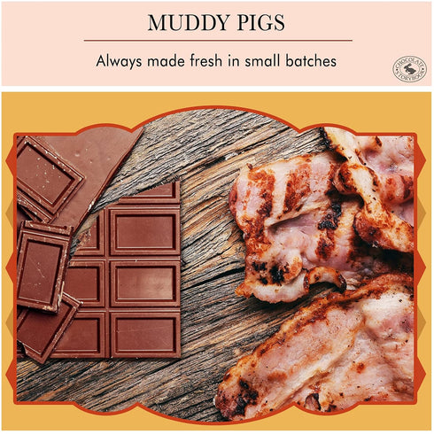 6 "Muddy Pigs" Chocolate Covered Bacon Strips - Hickory Smoked Bacon Strips - Gourmet Artisan Chocolates Made Fresh