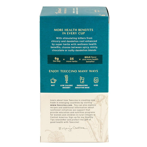 Teeccino Dandelion Coconut Tea, Caffeine Free Herbal Tea with Prebiotics, 25 Tea Bags