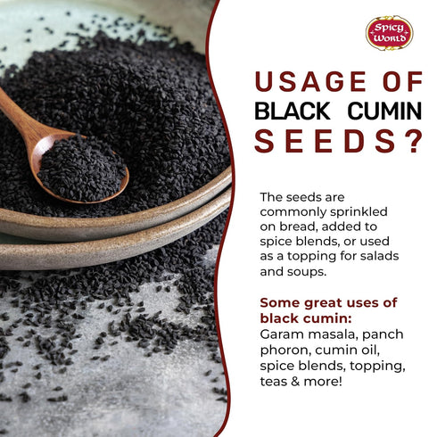 Spicy World Black Cumin Seeds, 7oz Nigella Sativa in Resealable Bag for Health and Black Seed Oil