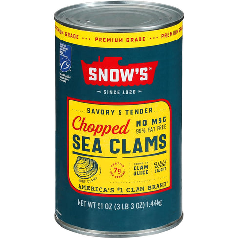 Snow's Chopped Sea Clams in Clam Juice, 51 oz Can - Premium