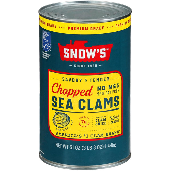 Snow's Chopped Sea Clams in Clam Juice, 51 oz Can - Premium