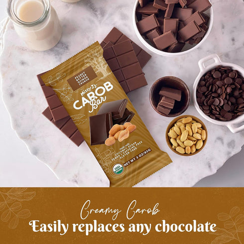 3 6 Pack Missy J's Organic Peanut Butter Carob Bar Ounce Made with Coconut Sugar, Vegan, Gluten and Caffeine Free