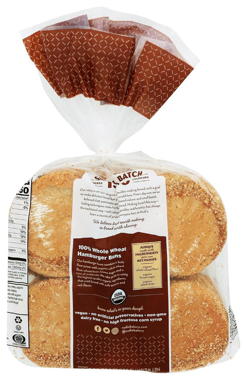 Rudis 8 Count (Frozen) Rudi's Organic Wheat Hamburger Buns