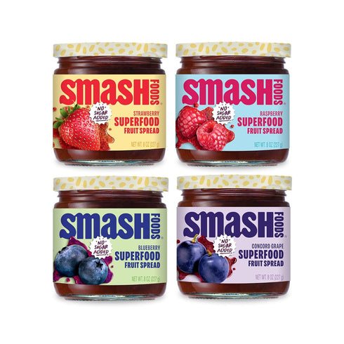 Smash Foods Jam | Classics Variety 4-Pack | Low-Calorie, No Sugar Added