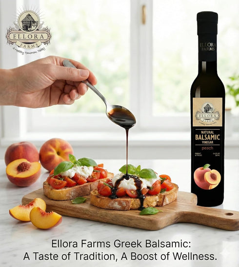 Pack Pack 2 Ellora Farms, Combo Fresh Orange and Peach Infused Balsamic Vinegar Crme, All-Natural, No- Additives