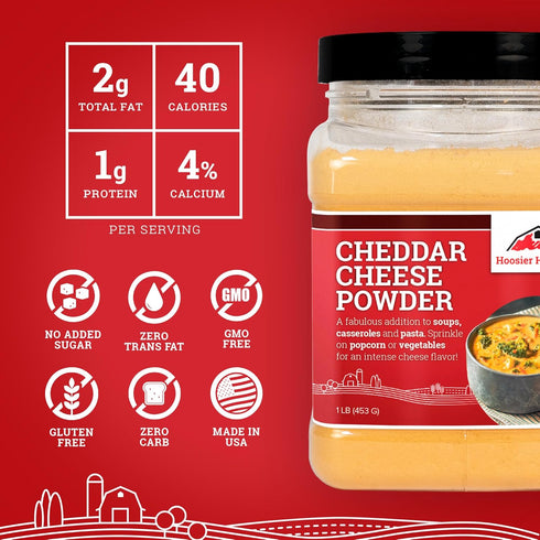 1LB (Pack 1) Hoosier Hill Farm Cheddar Cheese Powder