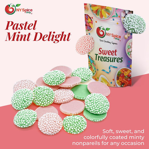 3 NY Spice Shop Pastel Mint Nonpareils Candy - Mini Smooth and Melty Nonpareils Candy - Pastel Delights Sprinkles