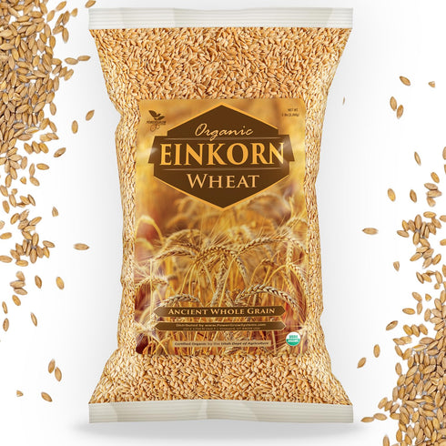 PowerGrow Systems Einkorn Wheat Berries - 100% Certified Organic Einkorn Whole Wheat Grain (5