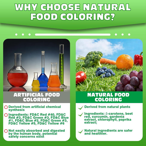 6 10ml Natural Food Coloring - x Dye Free Food Coloring Liquid, Plant Based Food Dye, FD&C & Artificial Dye Free, Vegan