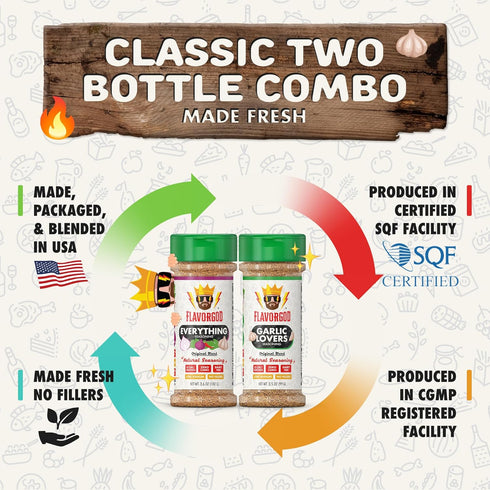 Pack 2 Set Classic Combo of Herb, Spice and Seasoning Gift - Everything, Garlic Lovers - Premium All Natural & Healthy