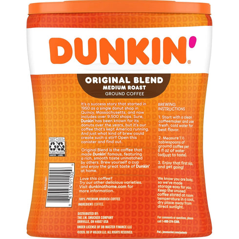 Dunkin' Donuts 30 Dunkin' Original Blend Medium Roast Ground Coffee Canister, Ounces
