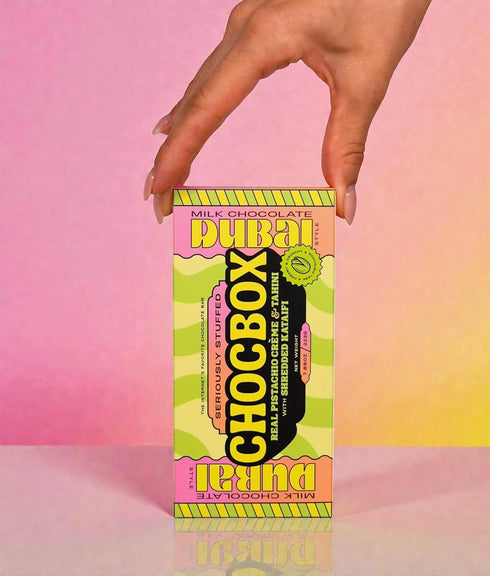 7.78oz/223g Chocbox Viral Ready to Eat Dubai Chocolate Bar Milk Chocolate, Crunchy Kataifi, Pistachio Cream & Tahini