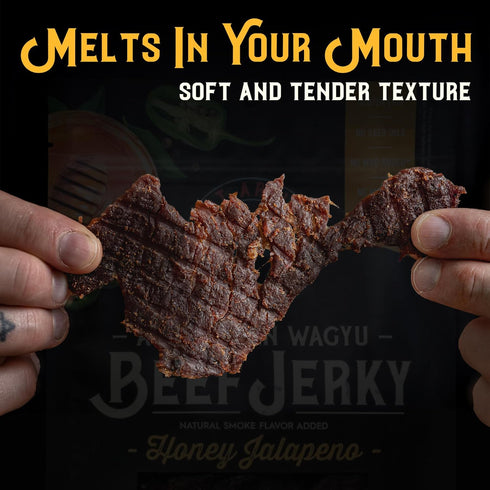3oz (85g) Meat Artisan Beef Jerky - Australian Wagyu Honey Jalapeo - High Protein Snack - Gluten Free No MSG - Premium