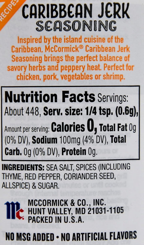 McCormick Caribbean Jerk Seasoning, 9.5 Ounce