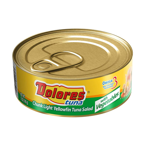 Dolores Tuna Chunk Light Yellowfin Tuna Salad with Vegetables, 5oz Canned Tuna,