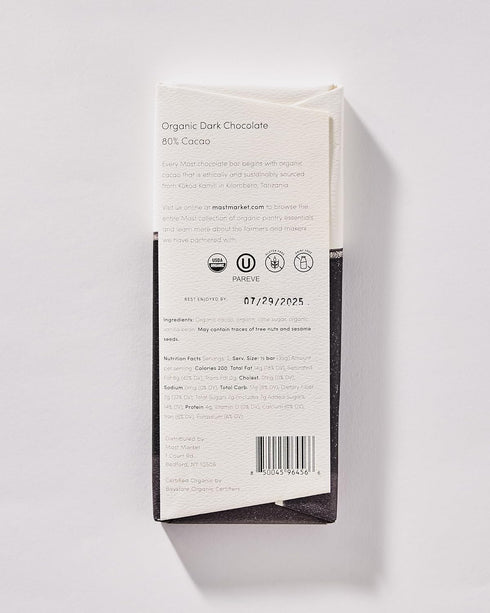 6 pack 2.5oz (6 80% Mast Chocolate Bars | | Organic, Kosher | Classic each Bars, Organic Dark Chocolate Cacao)