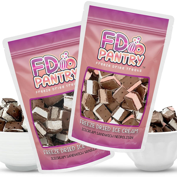Freeze Dried Icecream Sandwich Bites, Neapolitan & Vanilla 2.5oz (2 pack) -