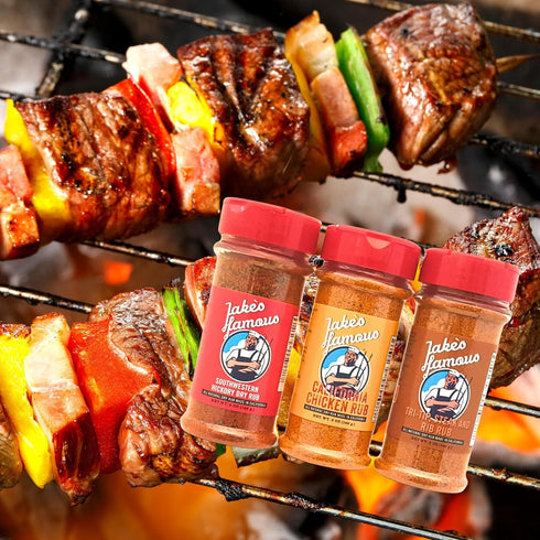 Jake's Famous Foods Set (3 Pack-5 Oz Jake's Famous BBQ Rub Gift Includes Southwestern Hickory Rub, California Chicken