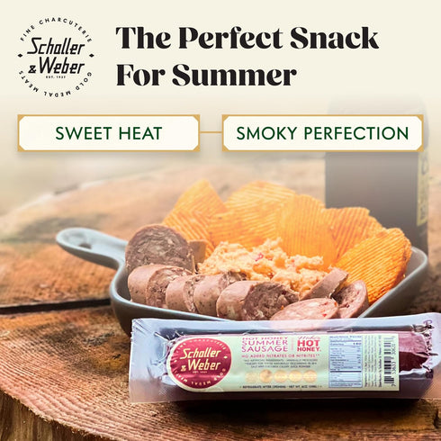 Summer 6 Oz (Pack 2) Schaller & Weber Variety Pork Sausage, of | Hickory & Zab's Hot Honey | Ready to Eat German Smoked