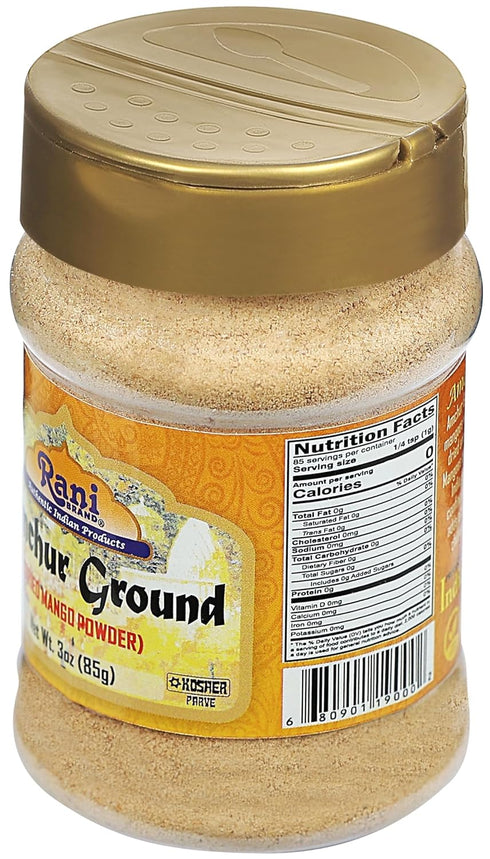 Rani Ground Amchur (Mango) Powder Spice, 3oz (85g) PET Jar, All Natural | Indian Origin | No Color | Gluten Friendly