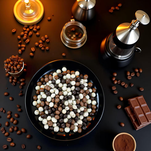 2 SweetGourmet Chocolate Covered Espresso Beans Blend | White Milk Dark Chocolate | Pounds