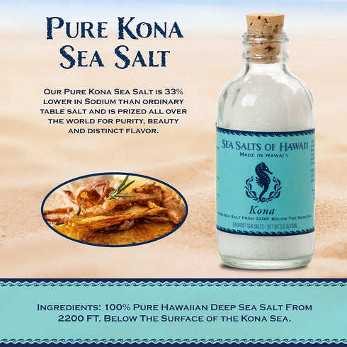 3.5 Sea Salts Of Hawaii Pure Kona Deep Sea Salt Hawaiian Sea Salt, Ounce Bottle - Made in Hawaii