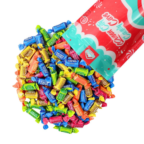 (2 Mini Fruit Flavored Tootsee Roll Fruit Chews - Fruity Flavored Tootsy Bulk, Individually Wrapped Candy, by Queen