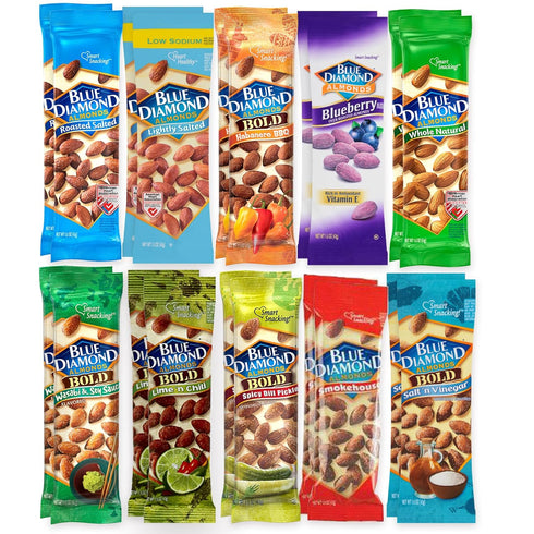 Almond Variety Packs, 10 Flavors (2 Bags Each), 1.5 Ounce Bags (Pack