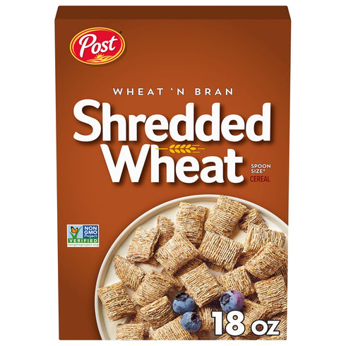 Post Wheat n Bran Shredded Wheat, Breakfast Cereal, Excellent Source of Fiber, Kosher