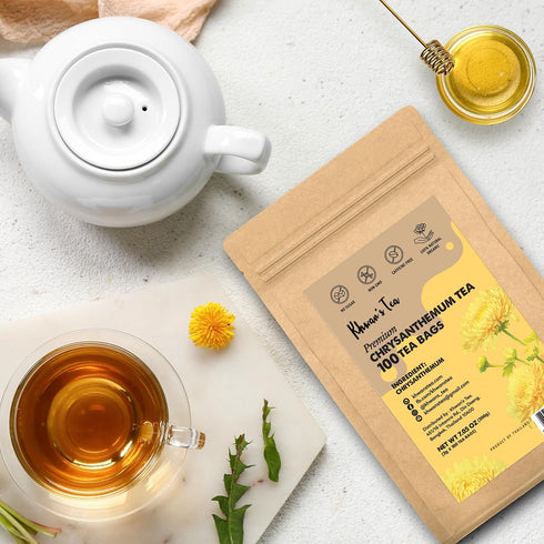 KHWANS TEA Chrysanthemum Flower Tea Premium Herbal Tea, Caffeine-Free, Sun-Dried Flowers, Soothing Aroma, Perfect