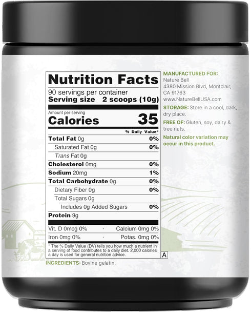 2 lb Gummies 9g NatureBell Beef Gelatin Powder, Unflavored Bovine Gelatin Natural Thickening Agent for Cooking, Baking