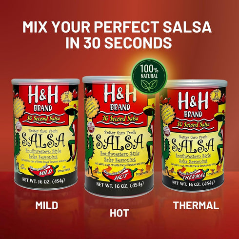 30 (16-oz. 26, 15-oz. 1.15-Each) Second Salsa Seasoning Mix - Hot, Can Makes Batches of Salsa