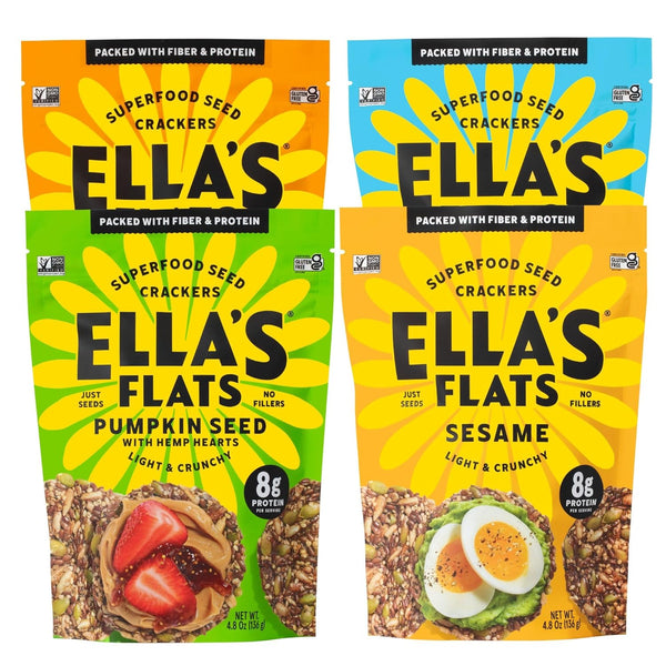 ELLAS FLATS Variety All Seed Savory Crisps All Natural, Gluten Free, Good