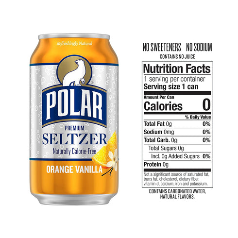 12 oz 18 pack Polar Seltzer Water Orange Vanilla, fl cans
