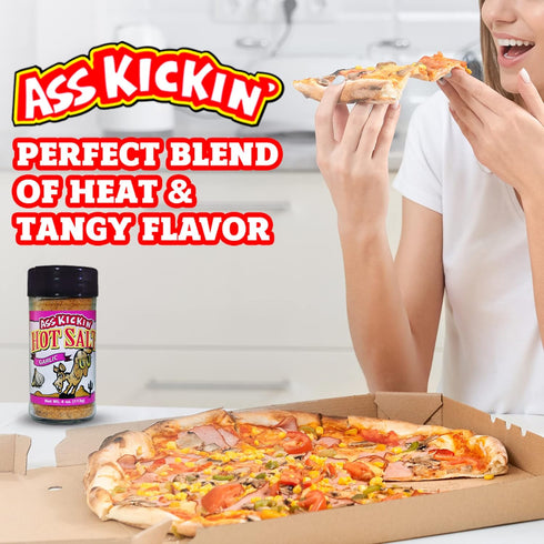 ASS KICKIN' Hot & Spicy Garlic Salt, 4oz Shaker Jar - Perfect for Popcorn, Margarita & French Fry Seasoning