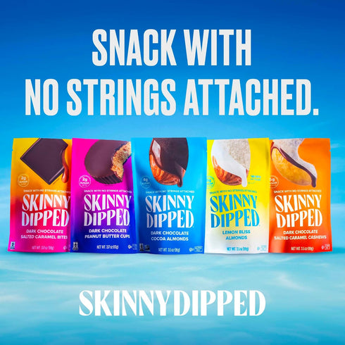 SkinnyDipped Milk Chocolate Peanut Butter Cups, Low Sugar, Gluten Free, 3.2oz Bag, 4 Pack (24 Cups Total)