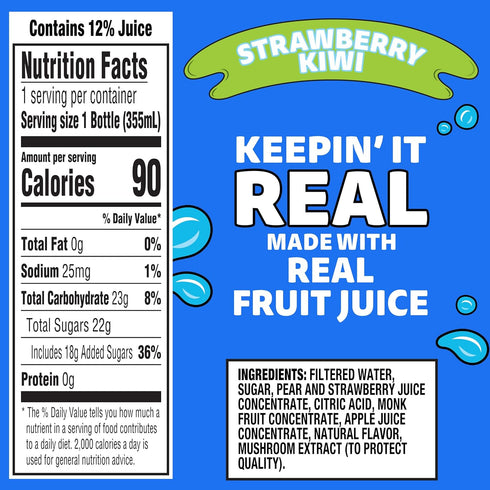 12 oz Capri Sun Strawberry Kiwi Flavored Juice Drink Blend from concentrate with other natural flavors, fl Bottle