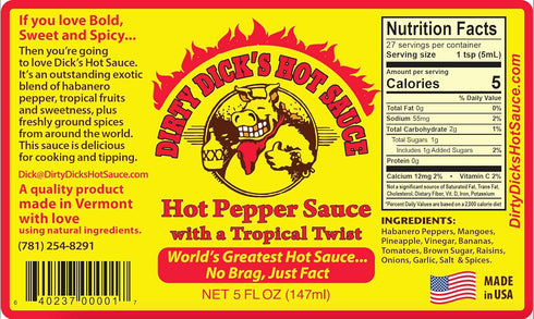 Dirty Dicks Variety Trio | Original, Caribbean, Peachy Green Hot Sauces - 5 Fl Oz, Pack of 3