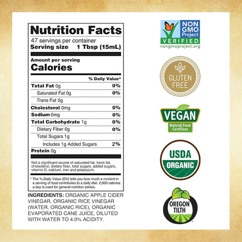 (24 oz) Marukan Organic Apple Cider Vinegar & Rice Vinegar Drink Blend, Raw & Unfiltered, Get Apple Cider Vinegar