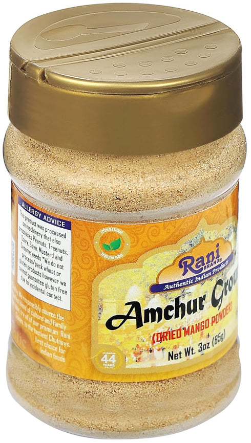 Rani Ground Amchur (Mango) Powder Spice, 3oz (85g) PET Jar, All Natural | Indian Origin | No Color | Gluten Friendly