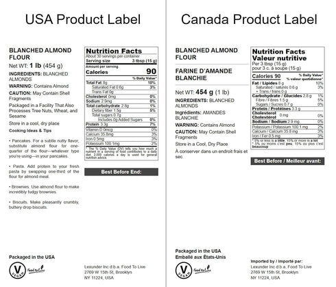 1 Food to Live - Blanched Almond Flour, Pound Non-GMO Verified, Finely Milled, Raw, Vegan, Keto, Paleo, Bulk, Low
