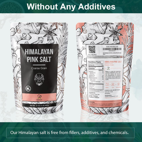 2 (32 Oz), Soeos Himalayan Pink Salt, Coarse Grain, Pound Pink Himalayan Sea Salt, Himalayan Salt Coarse Salt, Pink